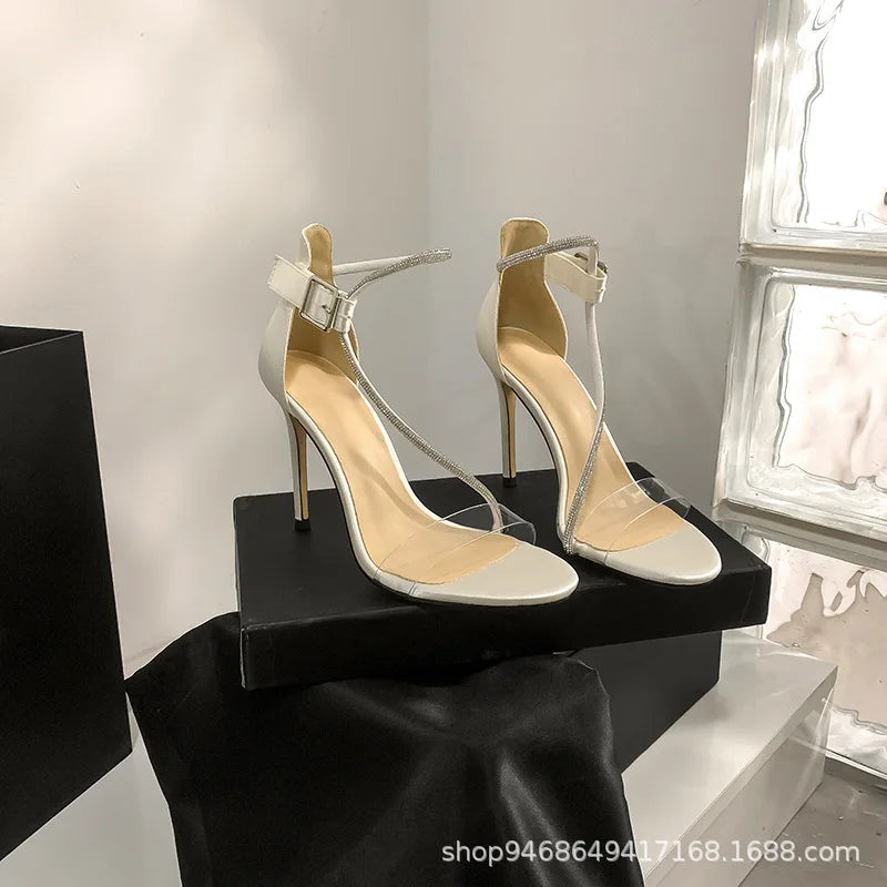 High Heel Sandal for Women All-Match Buckle Strap 2025 Summer Espadrilles Platform Female Shoe High-heeled Fashion Stiletto Silv
