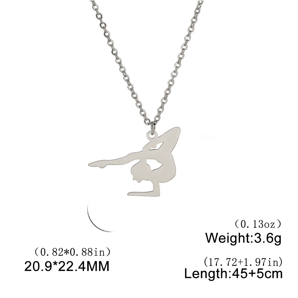Rhythmic Gymnastics Necklace Women Trend 2025 Gymnast Stainless Steel Jewelry BFF Dancer Girl Sport Accessories Mother Day Gift
