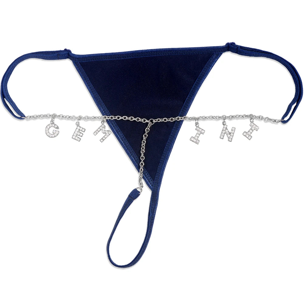 Colorful Customized Thong A-Z Letter Name Waist Body Chain For Women Sexy Underwear Bikini Panties DIY Body Jewelry Dropshipping