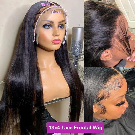 250Densit 13x6 Bone Straight HD Transparent Lace Human Hair Wigs Brazilian 13x4 360 Full Lace Front Wig Human Hair Wig For Women