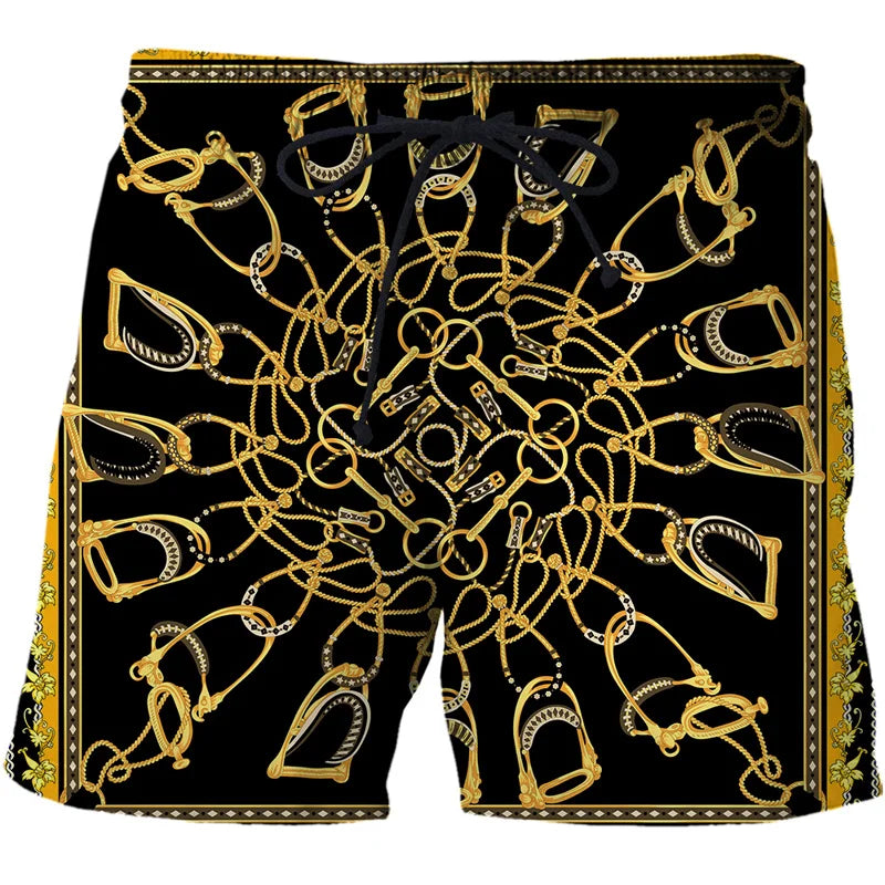 3D Printing Luxury Beach Shorts Pants Men Hawaii Vacation Essentials Swim Trunks Casual Gym Surf Swimsuit Kids Board Ice Shorts