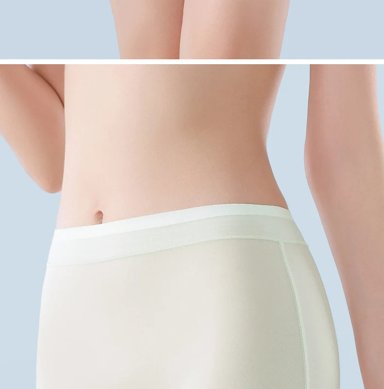 1pcs Summer Ice Silk Ultra-thin Quick-drying Boxer Brief Women Seamless High waist Panties Plus Size Female Safety Underwear