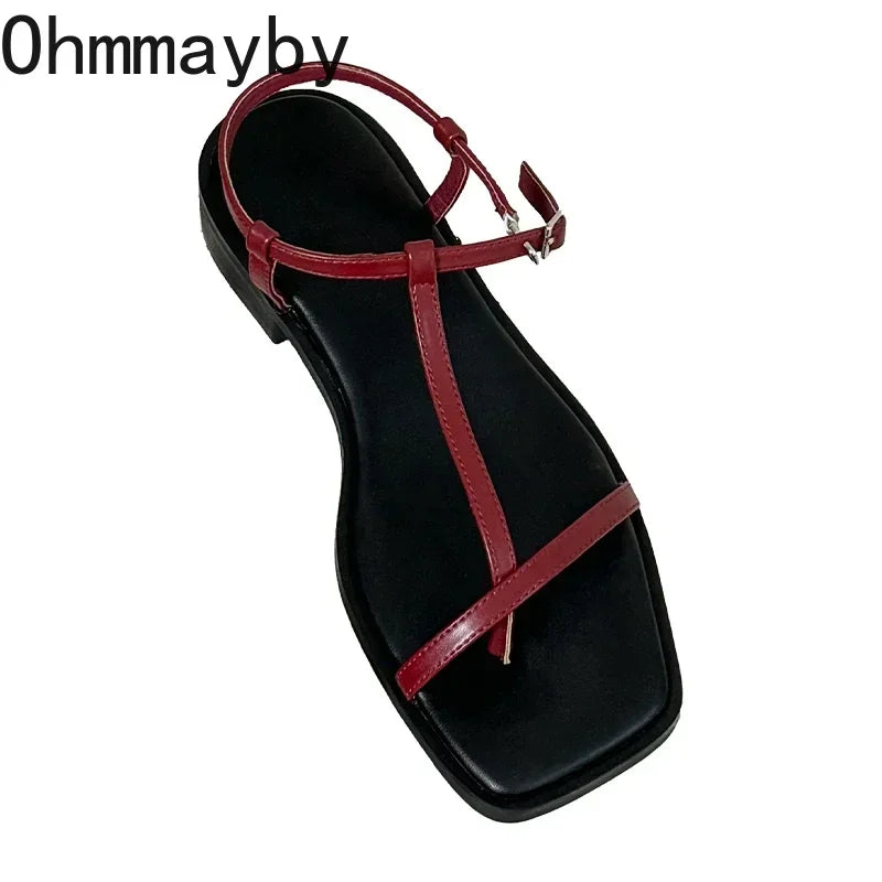 2025 New Gladiator Women Sandals Fashion Clip Toe Flats Ladies Outdoor Beach Vacation Sandal Summer Women's Shoes