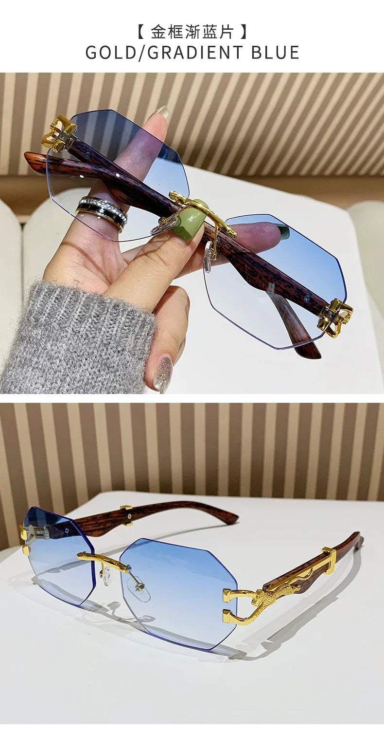 1 Pc Fashionable Trendy Women Men Sunglasses Frameless Rectangular Personalized Sunglasses Gradient Sun Glassesfor Daily Life ﻿