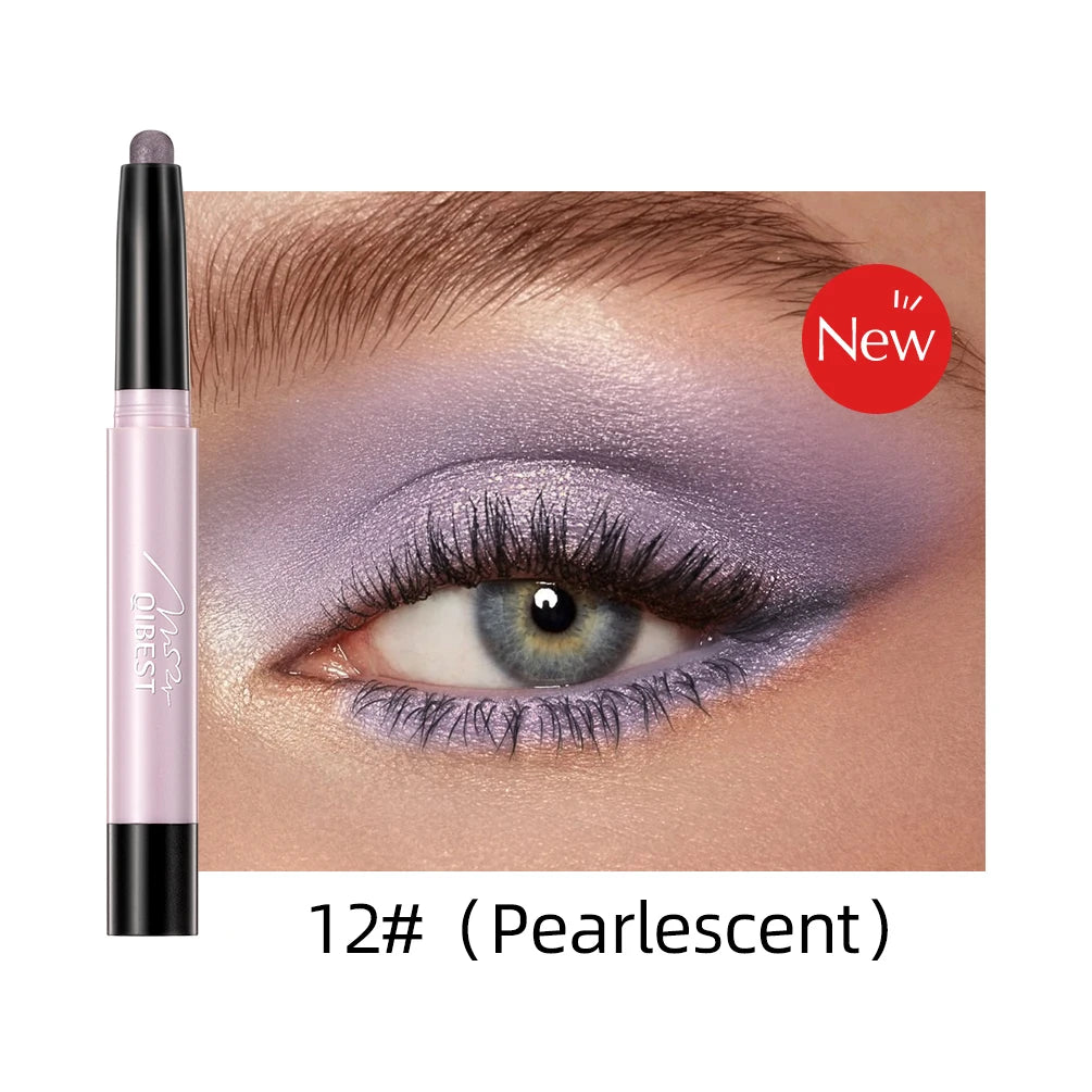 12 Colors Pearlescent Eyeshadow Pencil Waterproof Long Lasting Glitter Shimmer Eye Shadow Pen Eyeliner Stick Eyes Makeup Tools