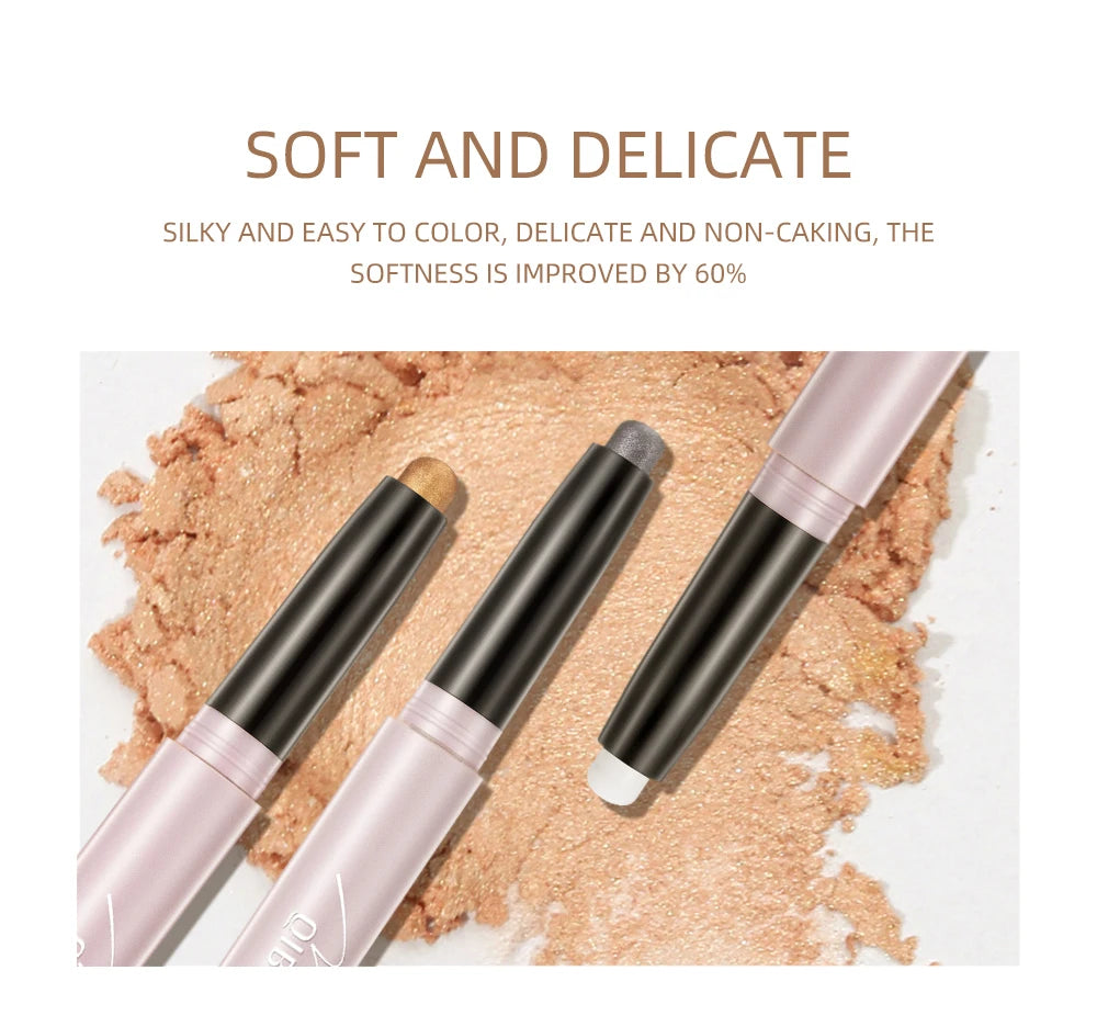 12 Colors Pearlescent Eyeshadow Pencil Waterproof Long Lasting Glitter Shimmer Eye Shadow Pen Eyeliner Stick Eyes Makeup Tools