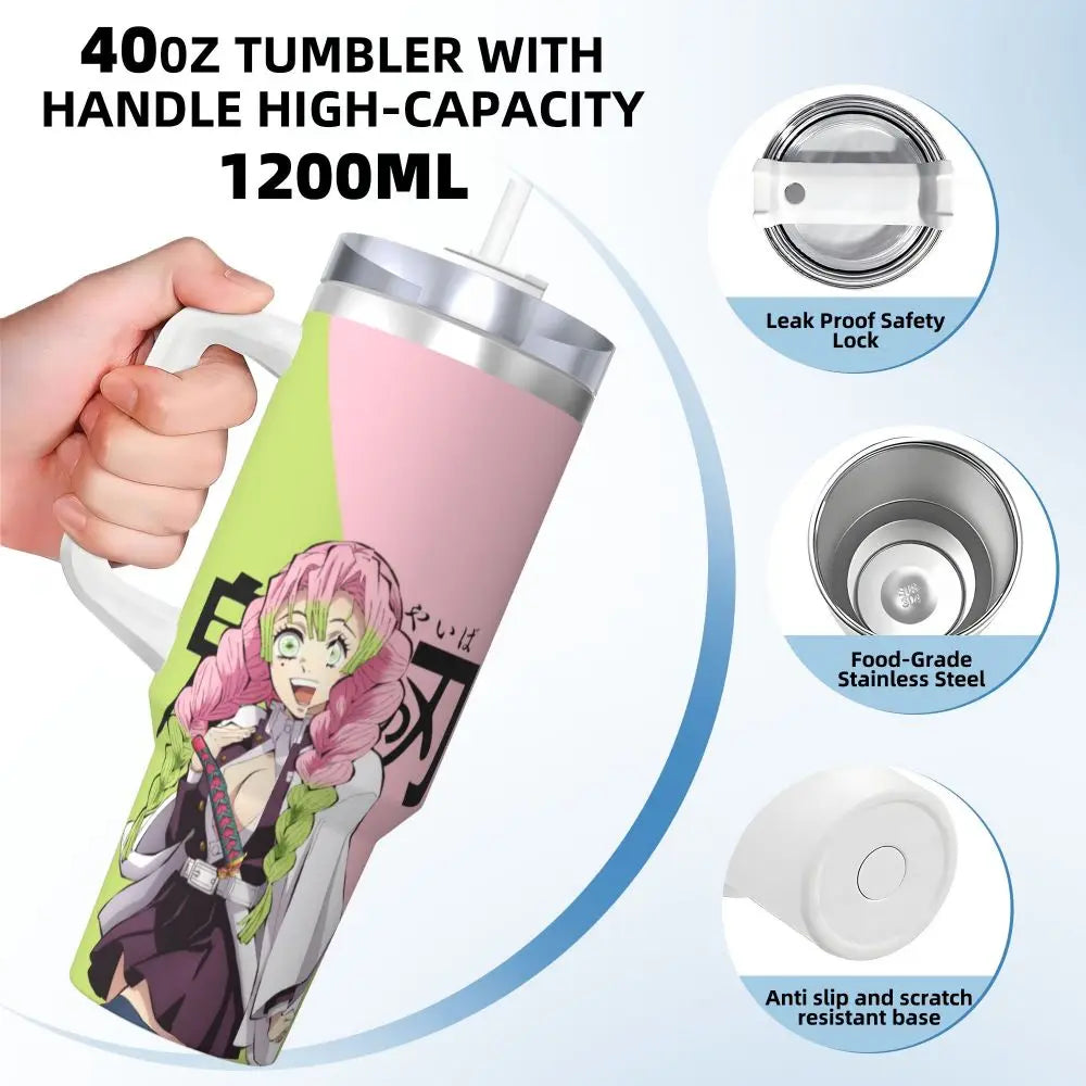 Demon Slayer 40 oz Tumbler with Handle and Straw Lid Stainless Steel Insulated Tumblers Travel