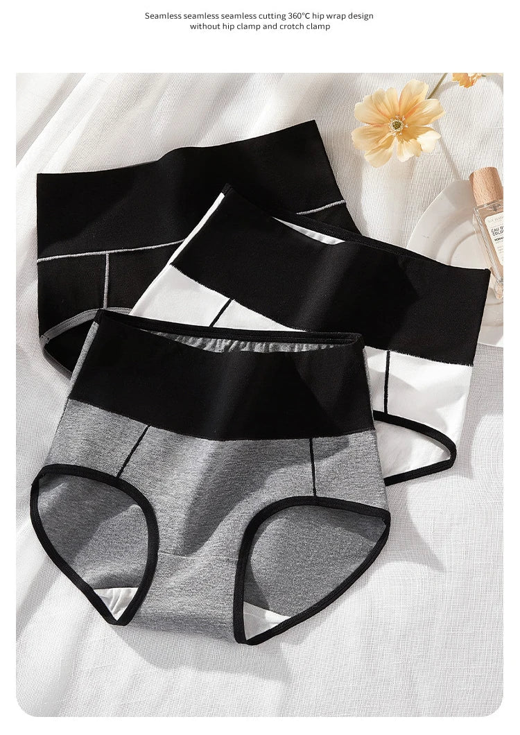 3Pcs/Set Cotton Women's Panties High Waist Body Shaper Underwear Plus Size M-4XL Underpants Soft Panty Slimming Female Briefs