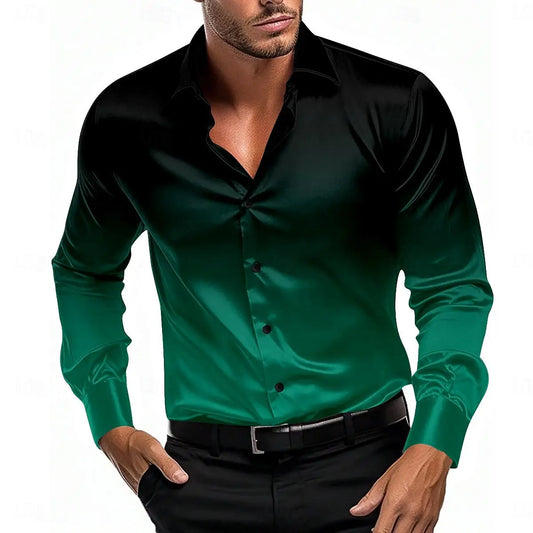 11 color gradient men's shirt casual comfortable business shirt spring and autumn lapel long sleeve shirt oversized men's clothi