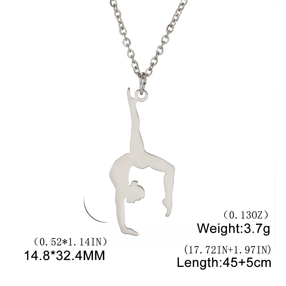 Rhythmic Gymnastics Necklace Women Trend 2025 Gymnast Stainless Steel Jewelry BFF Dancer Girl Sport Accessories Mother Day Gift