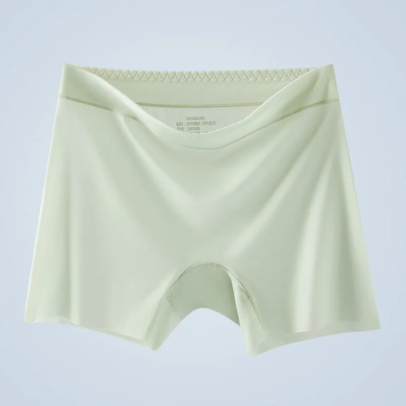 1pcs Summer Ice Silk Ultra-thin Quick-drying Boxer Brief Women Seamless High waist Panties Plus Size Female Safety Underwear
