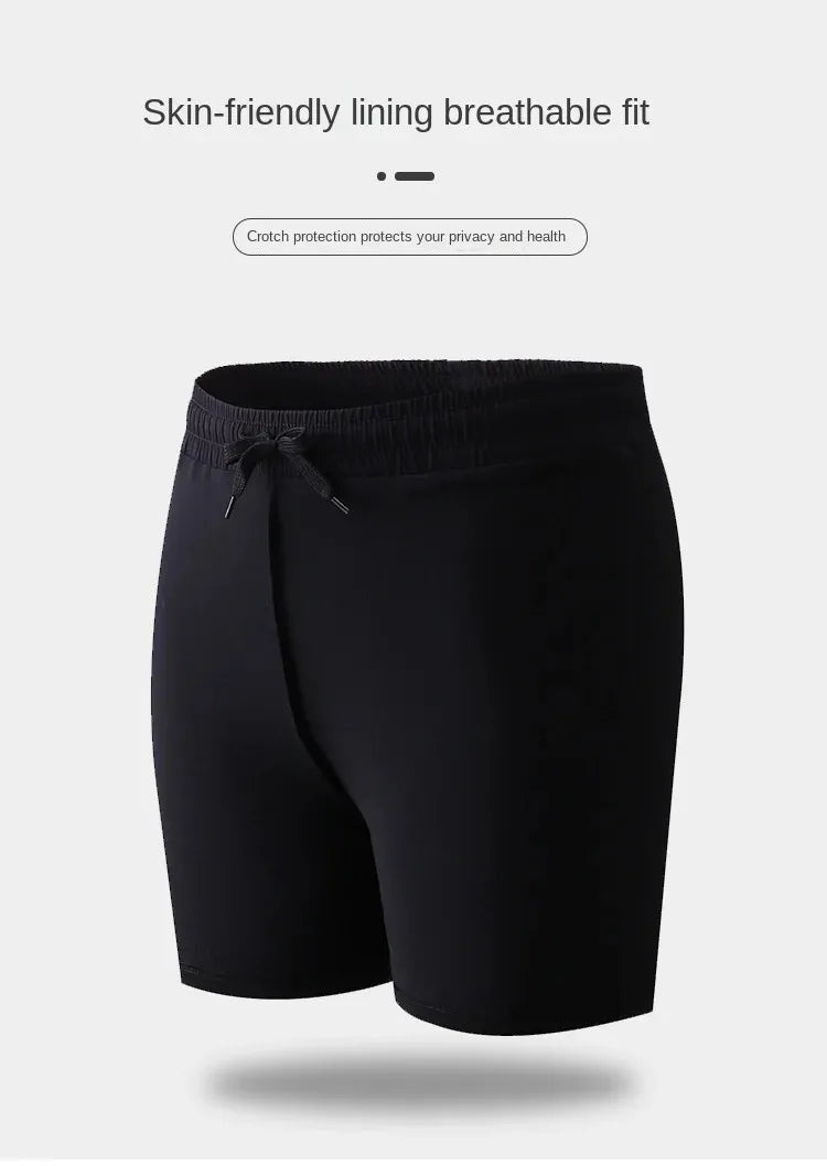 Men's Aloe Pants Athletic Shorts Two-Layer Swim Trunks: Quick-Drying, Stylish & Comfortably Fit for Beach, Pool & Hot Spring