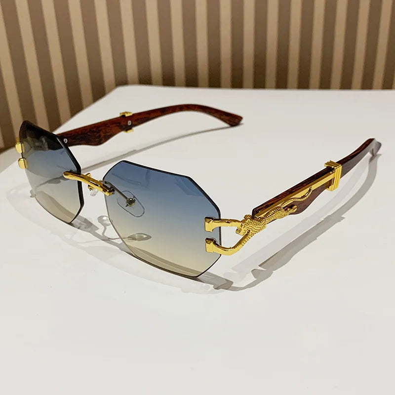 1 Pc Fashionable Trendy Women Men Sunglasses Frameless Rectangular Personalized Sunglasses Gradient Sun Glassesfor Daily Life ﻿