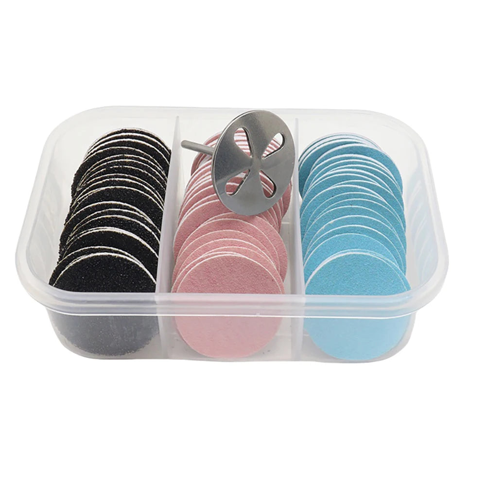 60Pcs Sanding Paper Discs and Metal Nail Drill Bit 25mm Pedicure Disc Replacement Sanding Discs Bits for Nail Drill Foot Files