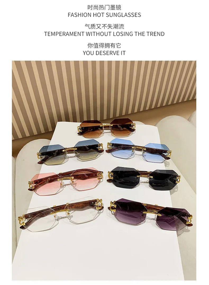 1 Pc Fashionable Trendy Women Men Sunglasses Frameless Rectangular Personalized Sunglasses Gradient Sun Glassesfor Daily Life ﻿