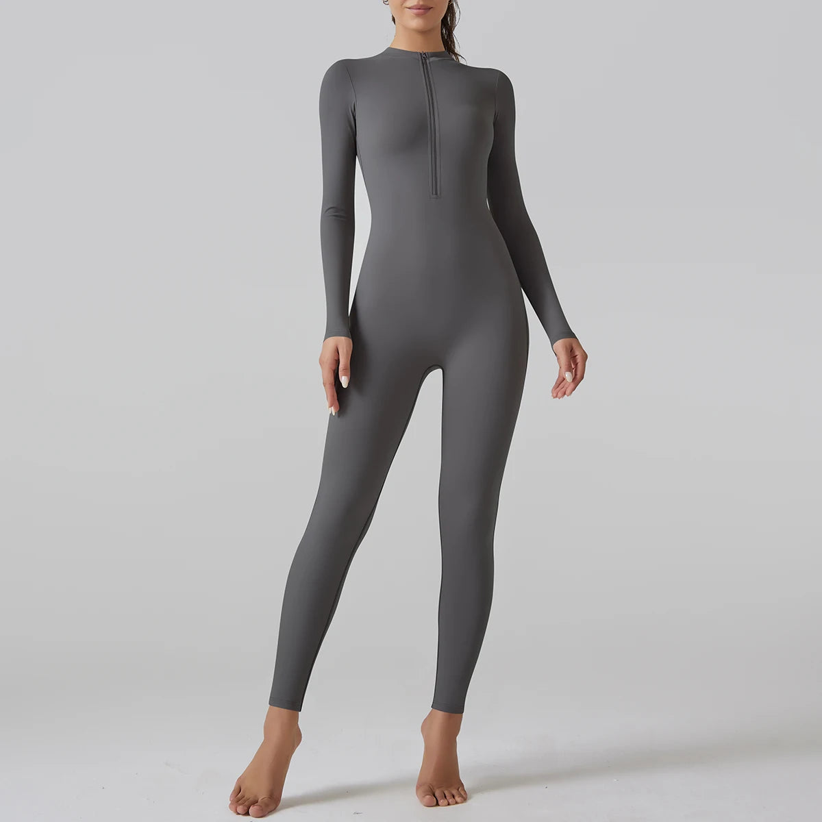 Yoga Set Women's Jumpsuits One-Piece Suit Leggings Zipper Long Sleeve Gym Push Up Workout Clothes Fitness Bodysuit Sportswear