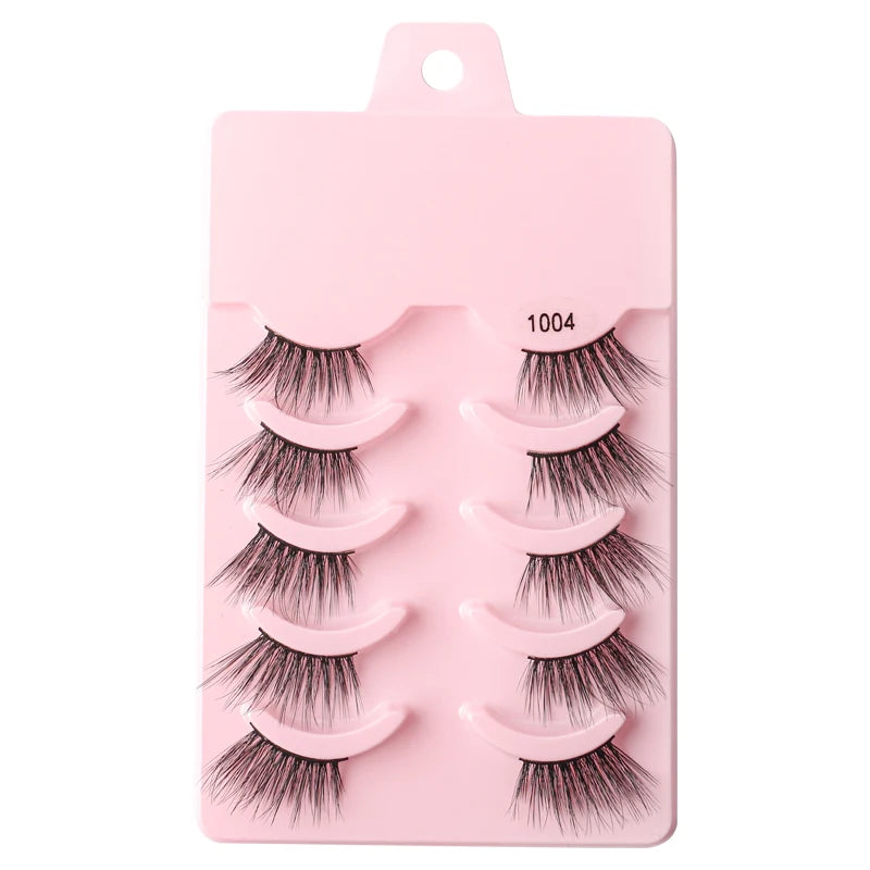 Hot Sale 3/5/6 Pairs 3D Mink Lashes Natural Long Cat Half Eyelashes Wispy Fluffy Manga Lashes Makeup Tools Faux Cils maquillaje