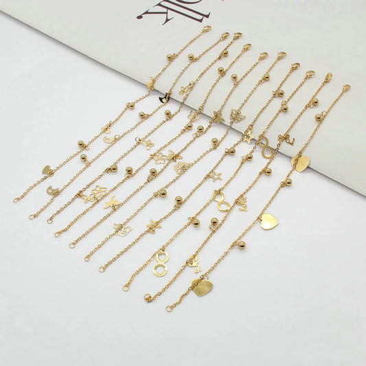 1PC Stainless Steel Star Heart Butterfly Anklet Gold Color Pendants Chain Anklet For Women Summer Beach Foot Show Sandal Jewelry