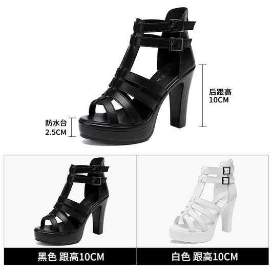 Gladiator Ladies Shoe for Women's Sandals Summer 2024 Narrow Band Women High Heels Platform Sandals Luxury Peep Toe Sandal 32-43