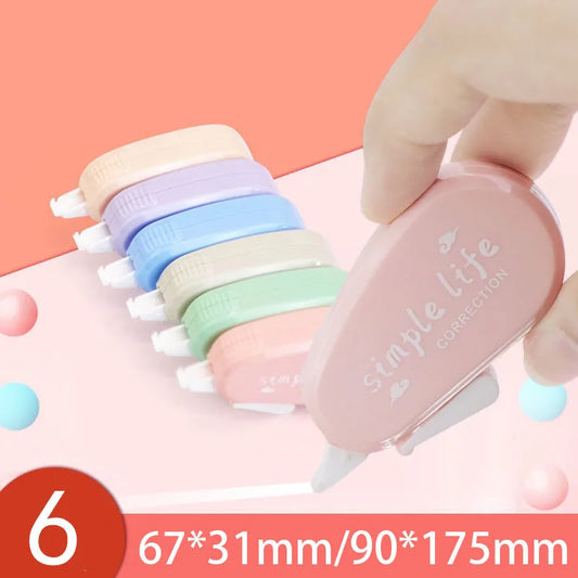 6Pcs/Set Simple Portable Correction Tape Cute Color  Out Corrector Tools School Accessories Office Supplies Student Stationery