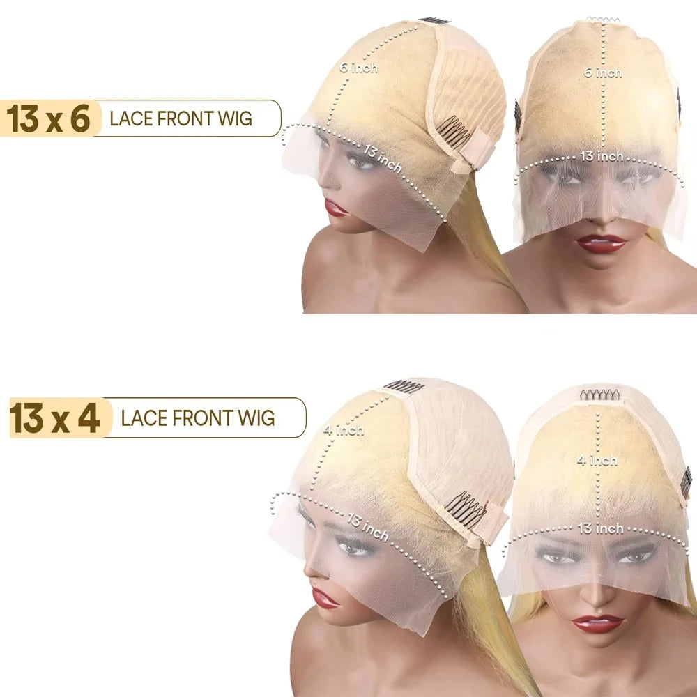 250Density 32inch lace front wig 13x4 Yellow colored human hair wig Brazilian PrePlucked Hair straight human hair wigs For Women