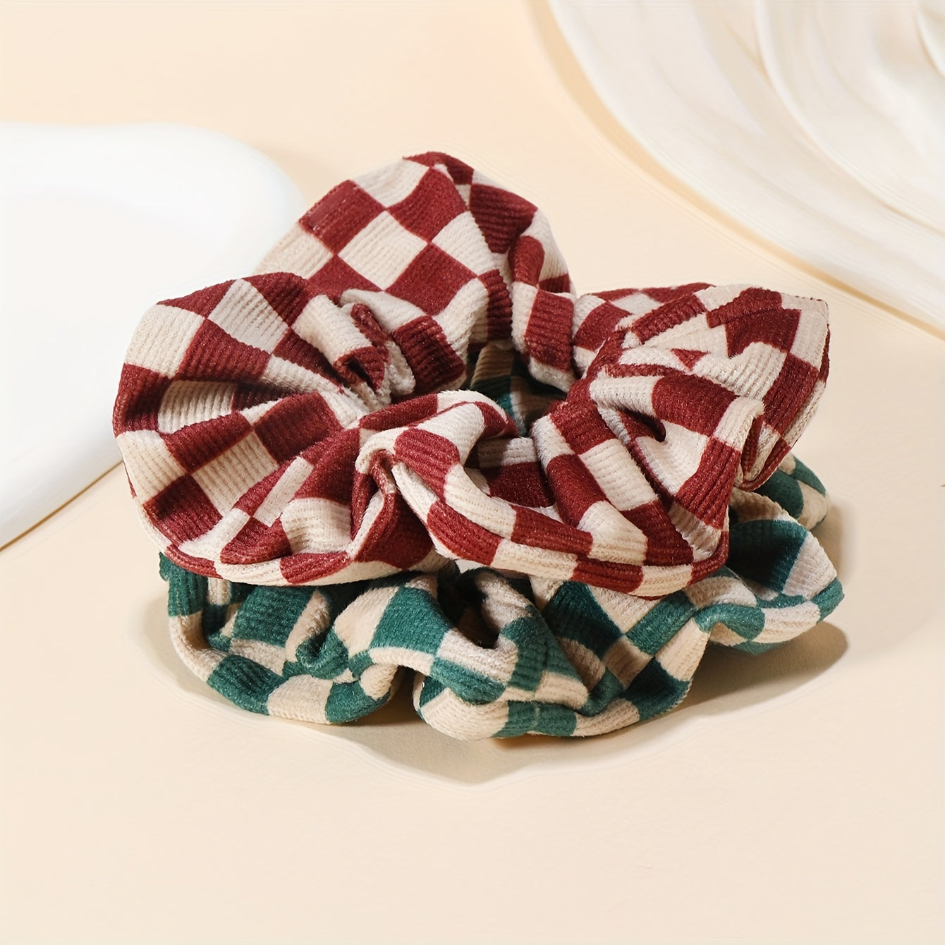 Velvet Plaid Hair Tie Scrunchies Large Scrunchies, Colorful Scrunchies, Fashion Women Retro Hair Accessories