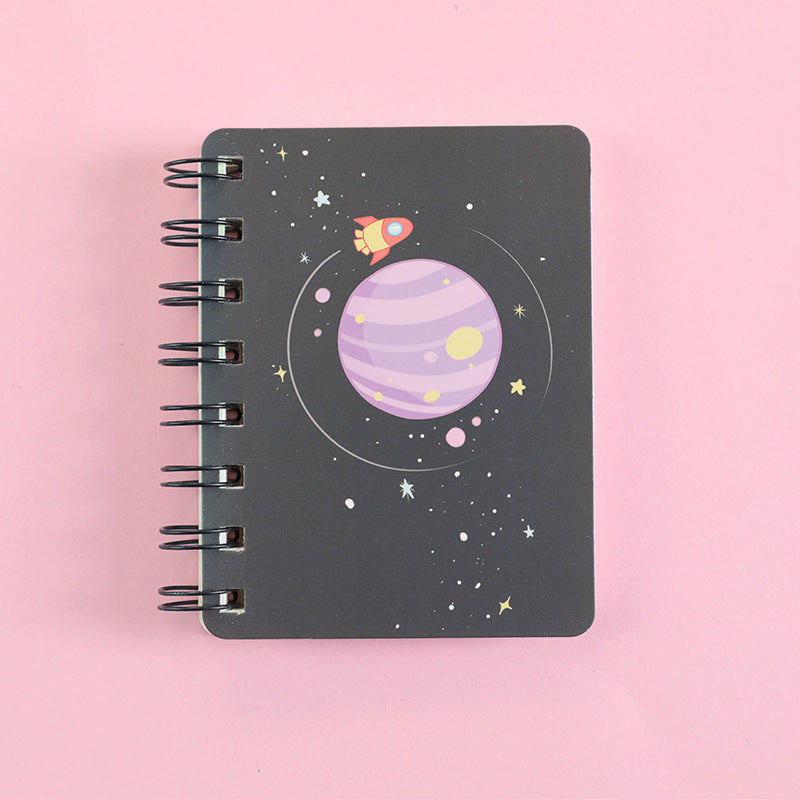 1pc Fantasy Planet Rollover Spiral Coil Notebook Notepad With 80 Pages Size 4.13*3.15 Inch