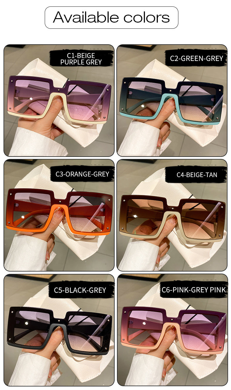 Oversized Square Men Women Trendy Eyewear Fashion Luxury Brand Design Shades