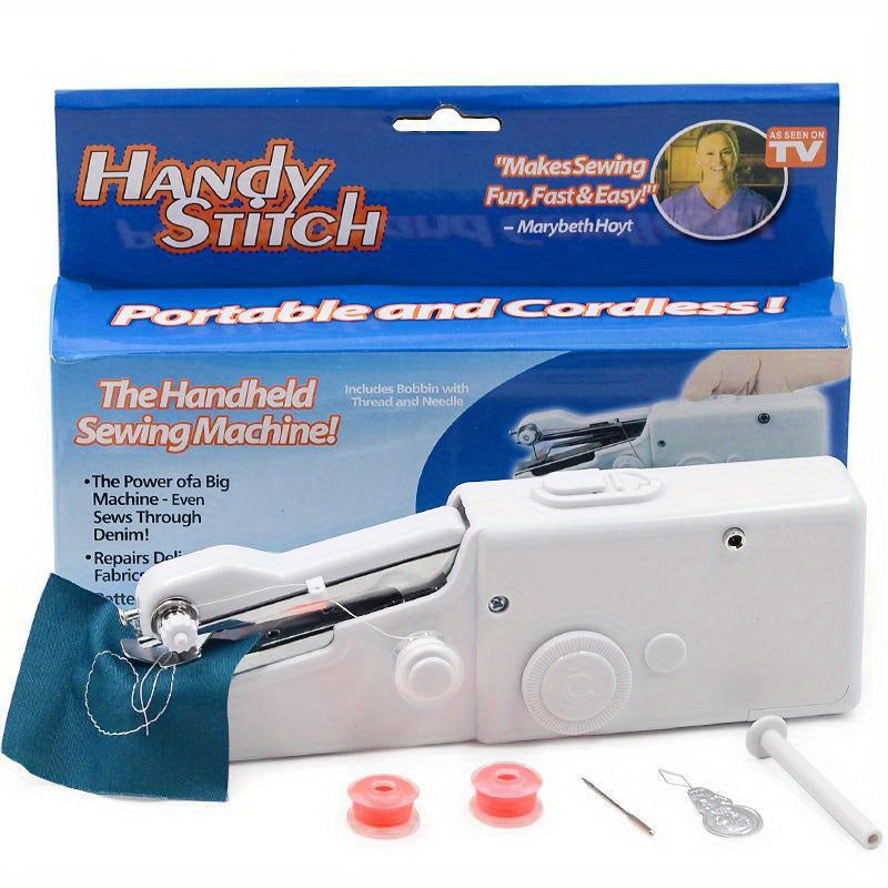 Portable Compact Electric Sewing Machine with Speed Control Dial - Lightweight Handheld Sewing Machine for Beginners, Home, Travel, Crafting - White Electric Sewing Machine with Plug-in Power (US Plug) - Ideal for DIY, Repair