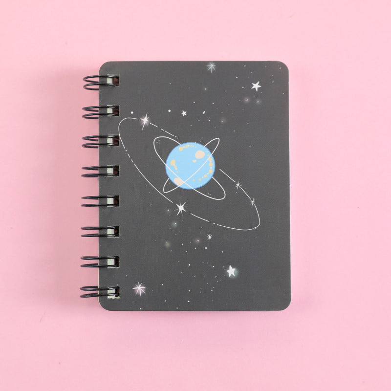 1pc Fantasy Planet Rollover Spiral Coil Notebook Notepad With 80 Pages Size 4.13*3.15 Inch
