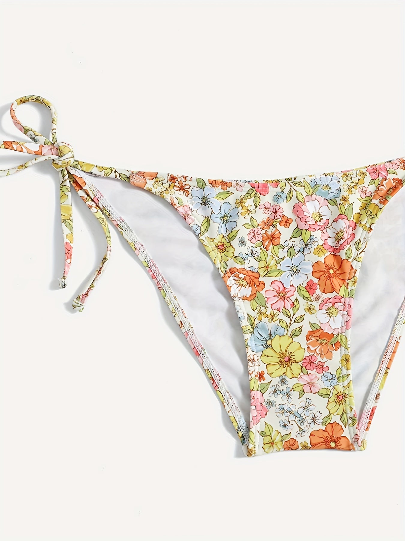 Glamorous Ditsy Floral Print Push Up Bikini Set - Underwire Support, Adjustable Tie Sides, Buckle Detail, High-Cut Silhouette, Womens Two-Piece Swimsuit