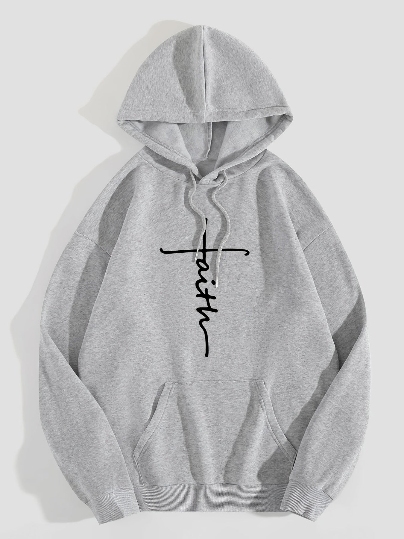 Women's Cozy Thermal Pullover Hoodie - Stylish Alphabetic Print, Kangaroo Pocket, Drawstring, Pleated Hem, Fall/Winter Casual Wear
