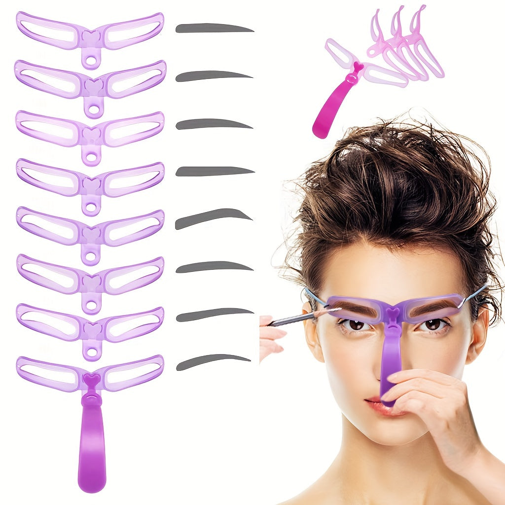 Easy-to-Use Eyebrow Shaping Kit - 8 Styles, Durable PVC Grooming Cards with Handle for Perfectly Defined Brows, Eyebrow Trimmer