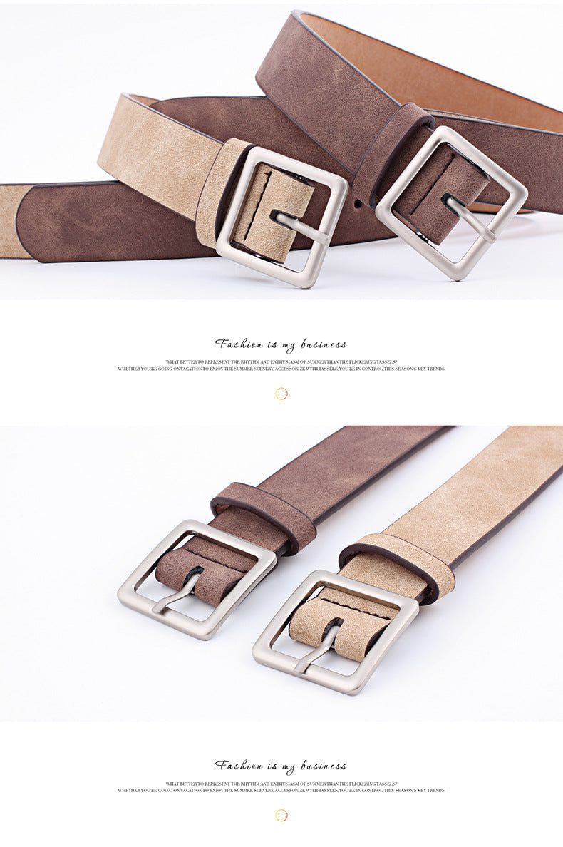 Women PU Belts For Jeans Luxury Brand Designer Belts Female Square Metal Pin Buckle Belt