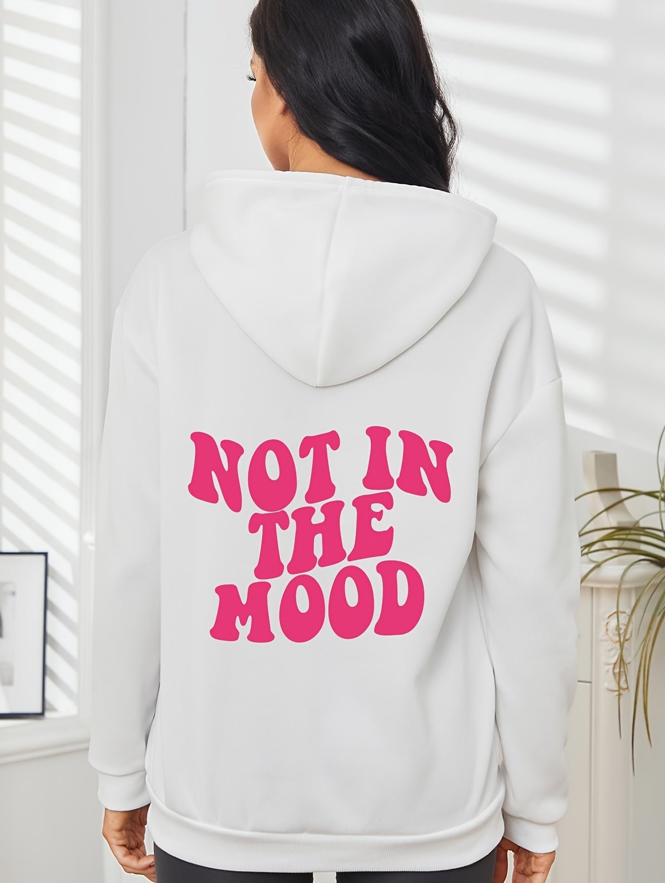 Casual Letter Print Hoodie, Drawstring Hooded Pocket Fashion Loose Fall & Winter Sweatshirt, Women's Clothing