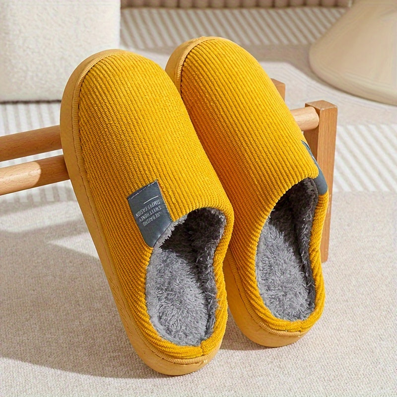 Women's Thick Bottom Home Slippers, Household Plush Slippers, Anti-slip Thermal Slippers