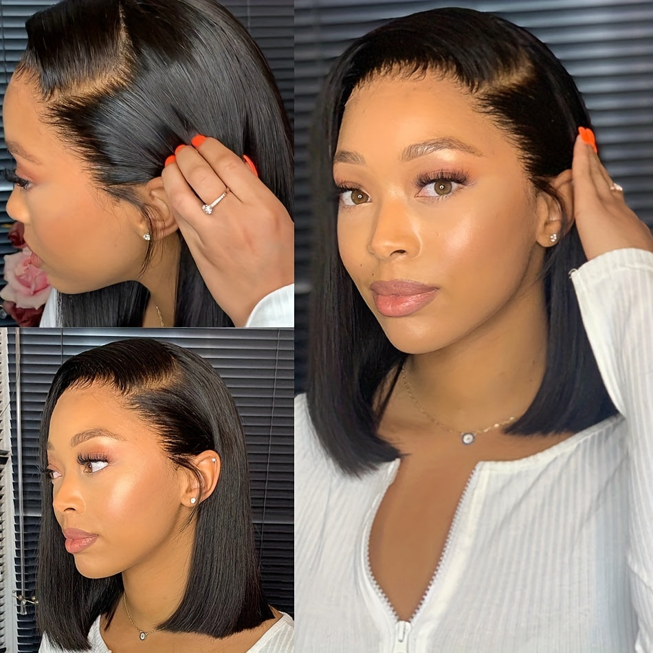Bone Straight Bob Lace Front Wig - 13x4 Lace Frontal Human Hair Wig With Baby Hair - Pre-Plucked For Women - Perfect For Everyday Wear And Special Occasions