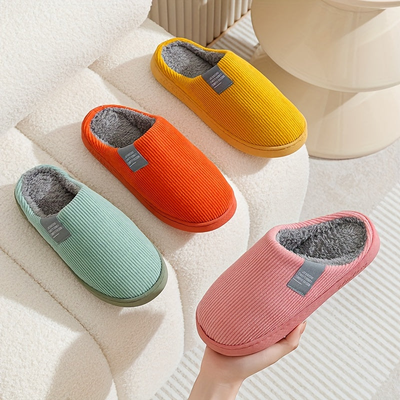 Women's Thick Bottom Home Slippers, Household Plush Slippers, Anti-slip Thermal Slippers