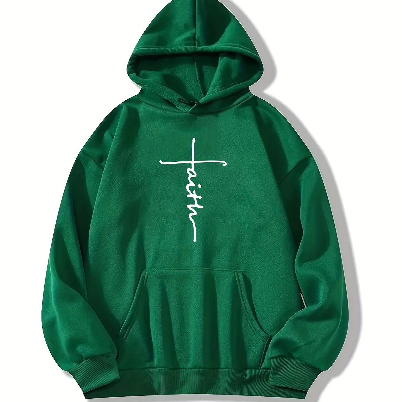 Women's Cozy Thermal Pullover Hoodie - Stylish Alphabetic Print, Kangaroo Pocket, Drawstring, Pleated Hem, Fall/Winter Casual Wear