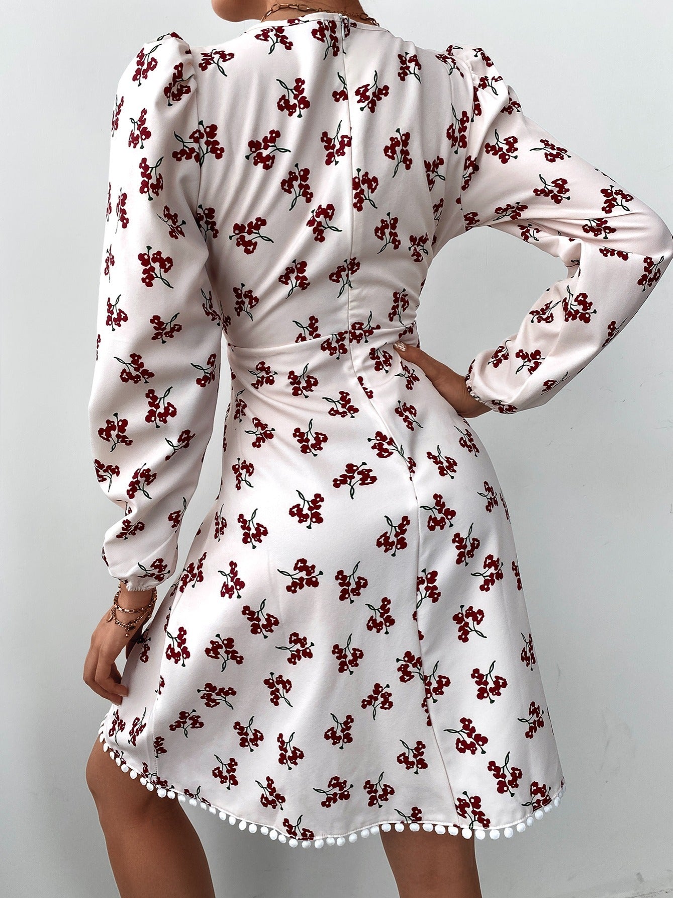 Women's Dresses Sexy Summer Women's High Waist Fashion Ditsy Floral Print Slim Temperament Mid-Length Dresses