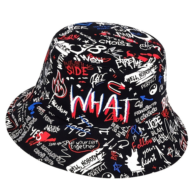 1pc Trendy Men's Graffiti Bucket Hat for Street Style and Hip Hop Fashion