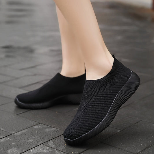 Women's Casual Sneakers, Lightweight Soft Bottom Running Shoes, Breathable Slip-on Walking Shoes plus size