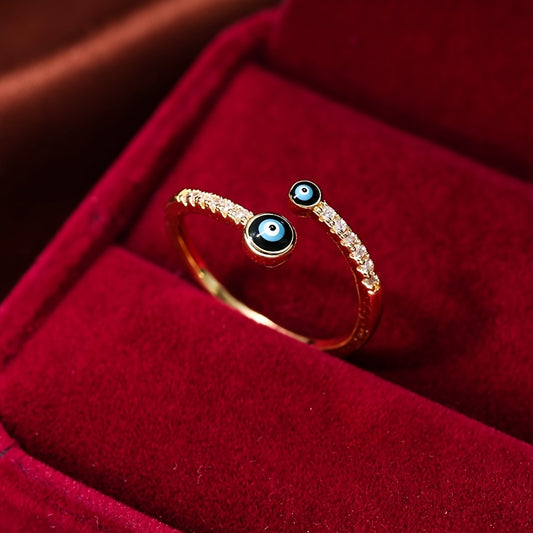 Copper Zircon Enamel Drip Ring Devil's Eye Vintage Ring Open Ring Charms Jewelry Gift Birthday Gifts For Women Wife Her