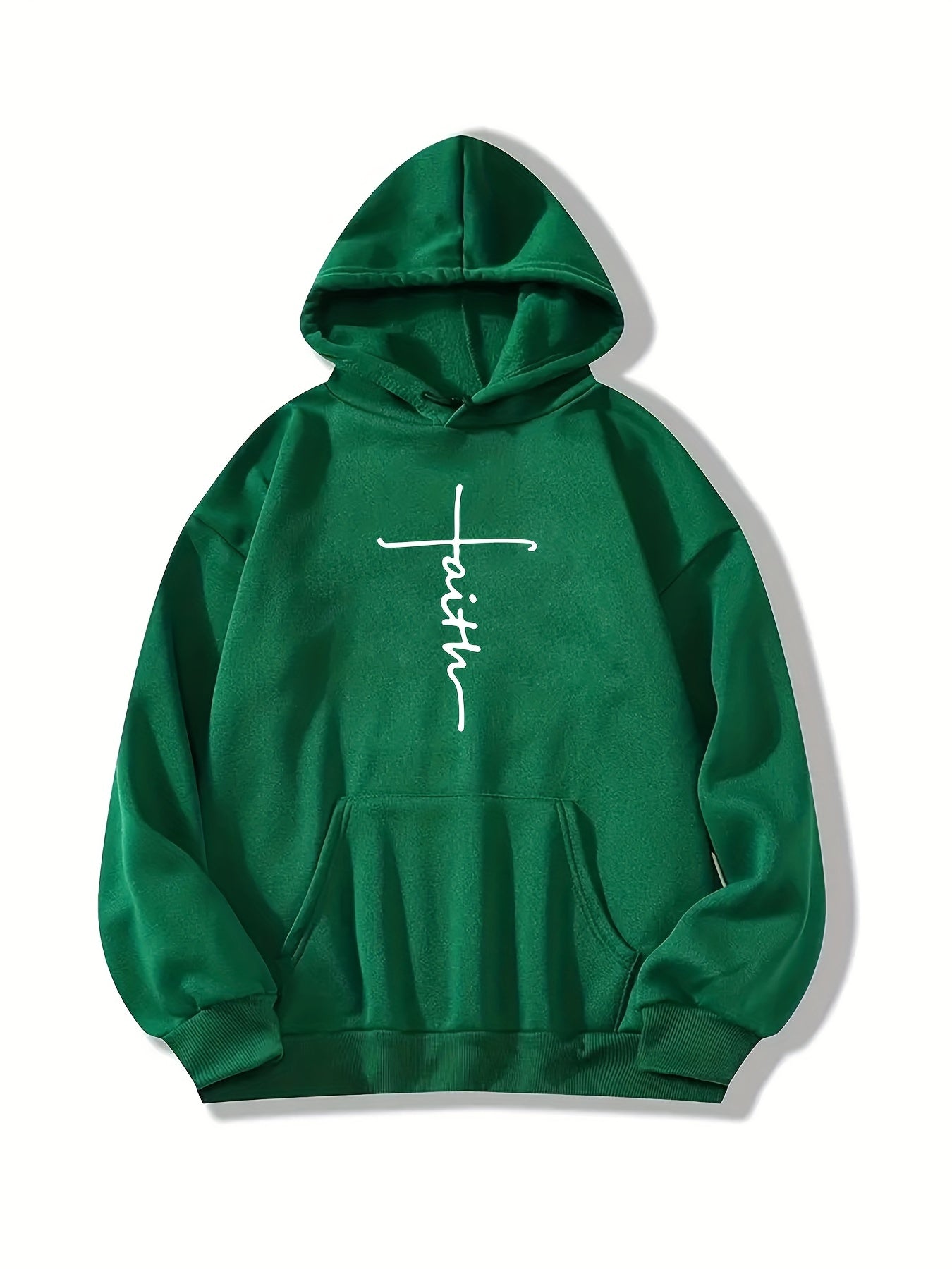 Women's Cozy Thermal Pullover Hoodie - Stylish Alphabetic Print, Kangaroo Pocket, Drawstring, Pleated Hem, Fall/Winter Casual Wear