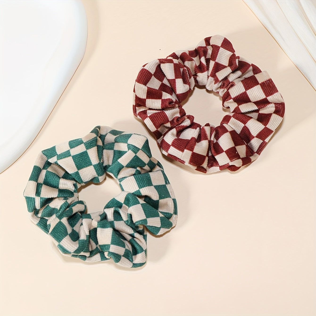 Velvet Plaid Hair Tie Scrunchies Large Scrunchies, Colorful Scrunchies, Fashion Women Retro Hair Accessories