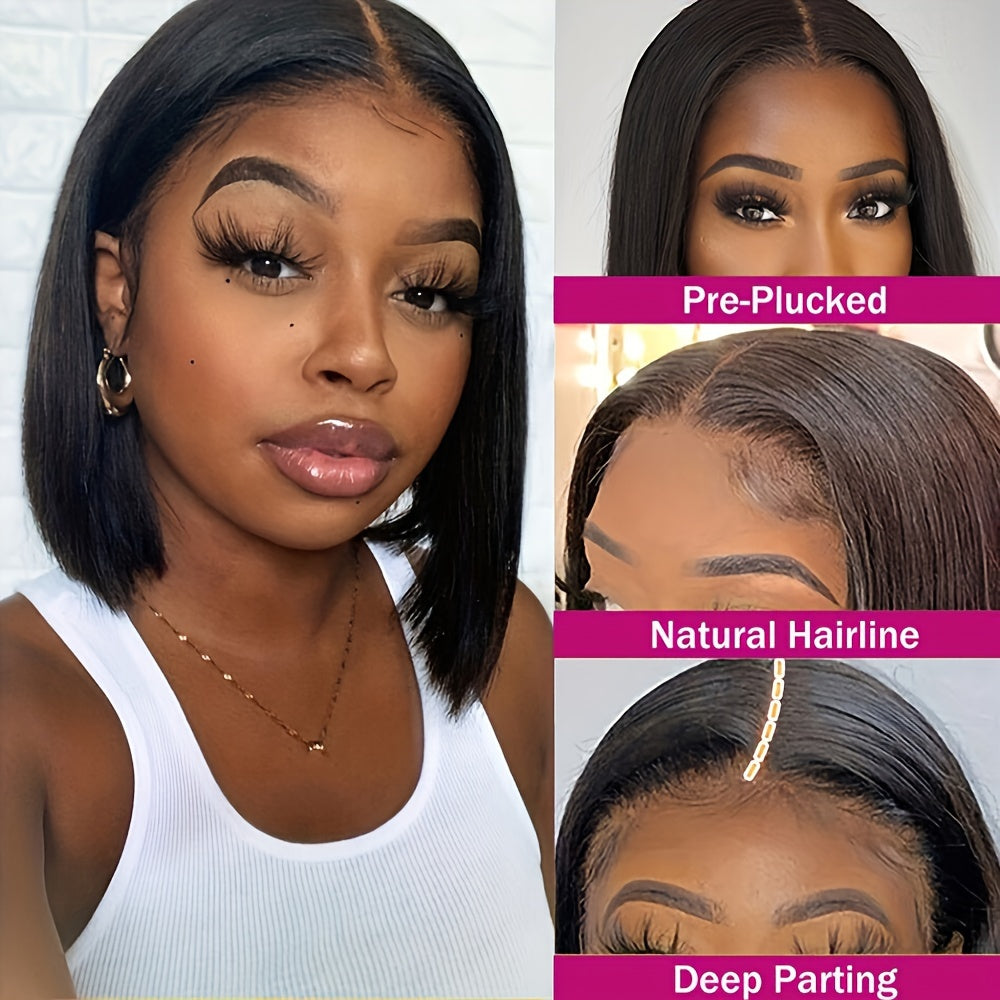 Bone Straight Bob Lace Front Wig - 13x4 Lace Frontal Human Hair Wig With Baby Hair - Pre-Plucked For Women - Perfect For Everyday Wear And Special Occasions