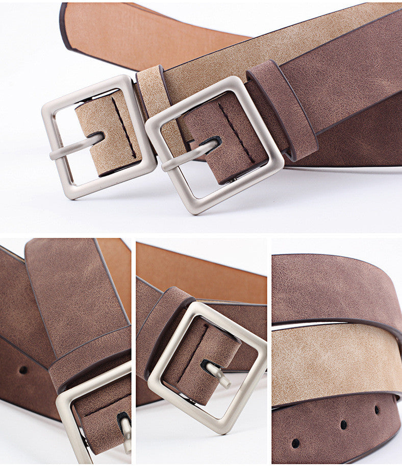 Women PU Belts For Jeans Luxury Brand Designer Belts Female Square Metal Pin Buckle Belt