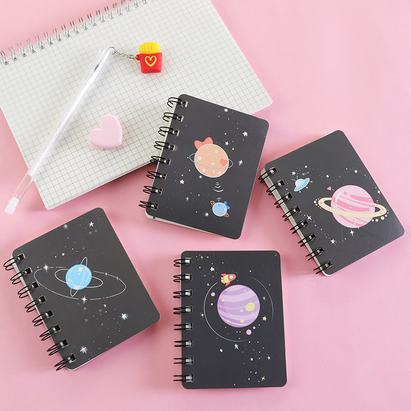 1pc Fantasy Planet Rollover Spiral Coil Notebook Notepad With 80 Pages Size 4.13*3.15 Inch
