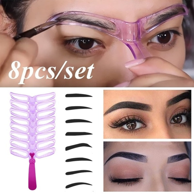 Easy-to-Use Eyebrow Shaping Kit - 8 Styles, Durable PVC Grooming Cards with Handle for Perfectly Defined Brows, Eyebrow Trimmer