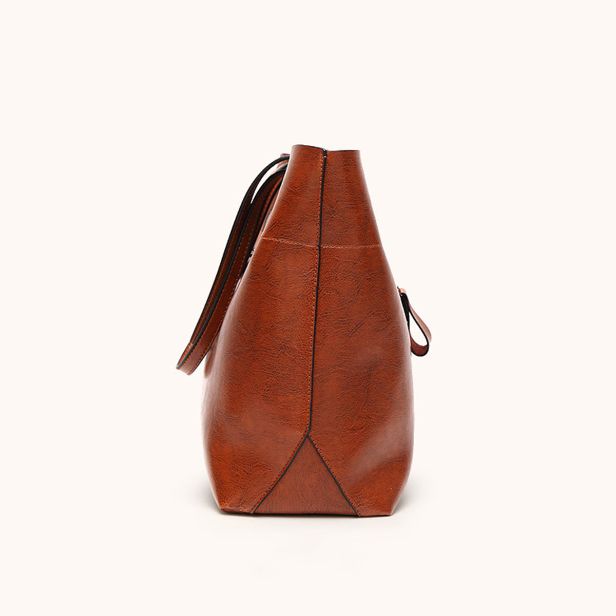 Vintage Faux Leather Shoulder Bag With Fixed Shoulder Strap, Women's Large Capacity Tote Bag